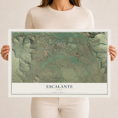 Map of Escalante, Utah, 12 x 18 inch unframed archival matte print