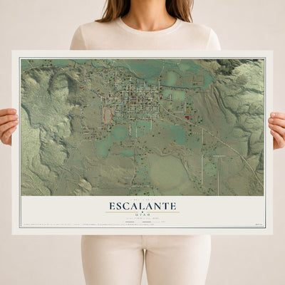 Map of Escalante, Utah, 18 x 24 inch unframed archival matte print
