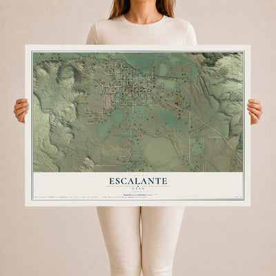 Map of Escalante, Utah, 24 x 36 inch unframed archival matte print