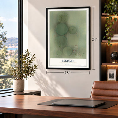 Eskdale, Utah map, 18 x 24 inch print in a black frame in a home office