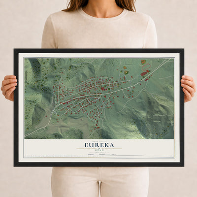 Map of Eureka, Utah, 12 x 18 inch print in a black wood frame