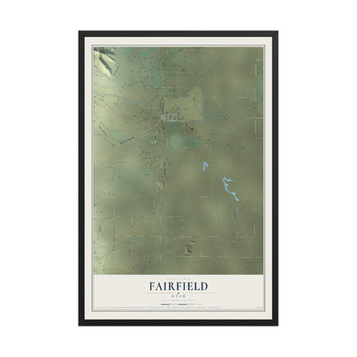 Map of Fairfield, Utah, 12 x 18 inch print in a black wood frame