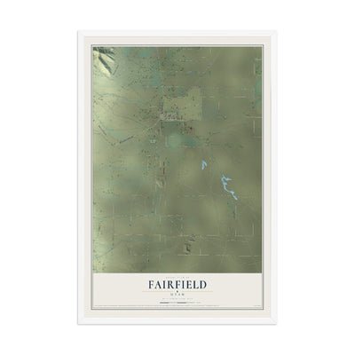 Map of Fairfield, Utah, 12 x 18 inch print in a white wood frame