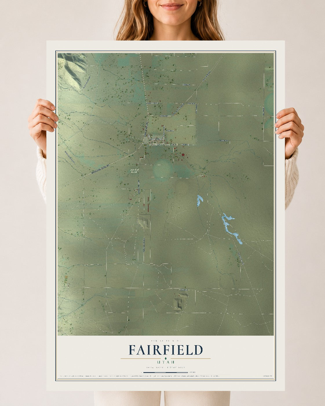 Map of Fairfield, Utah, 24 x 36 inch unframed archival matte print