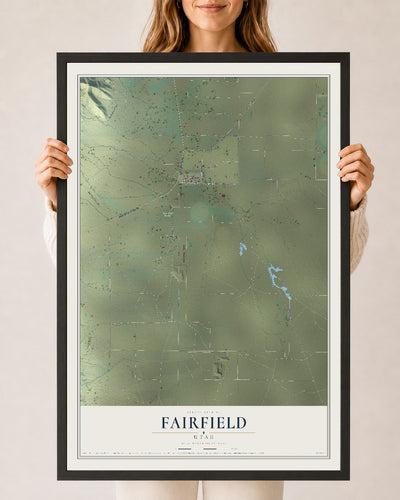 Map of Fairfield, Utah, 24 x 36 inch print in a black wood frame