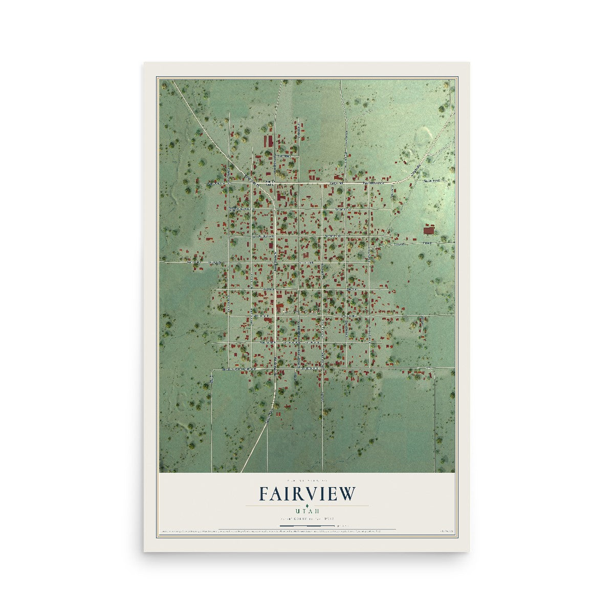 Map of Fairview, Utah, 12 x 18 inch unframed archival matte print