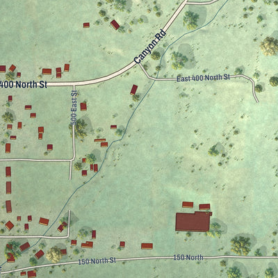 Second close-up of the map of Fairview, Utah print showing more streets and buildings