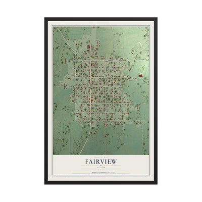 Map of Fairview, Utah, 12 x 18 inch print in a black wood frame