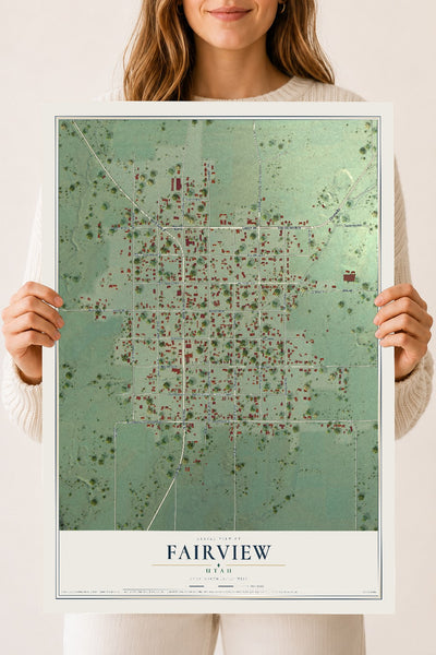 Map of Fairview, Utah, 18 x 24 inch unframed archival matte print