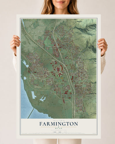 Map of Farmington, Utah, 24 x 36 inch unframed archival matte print