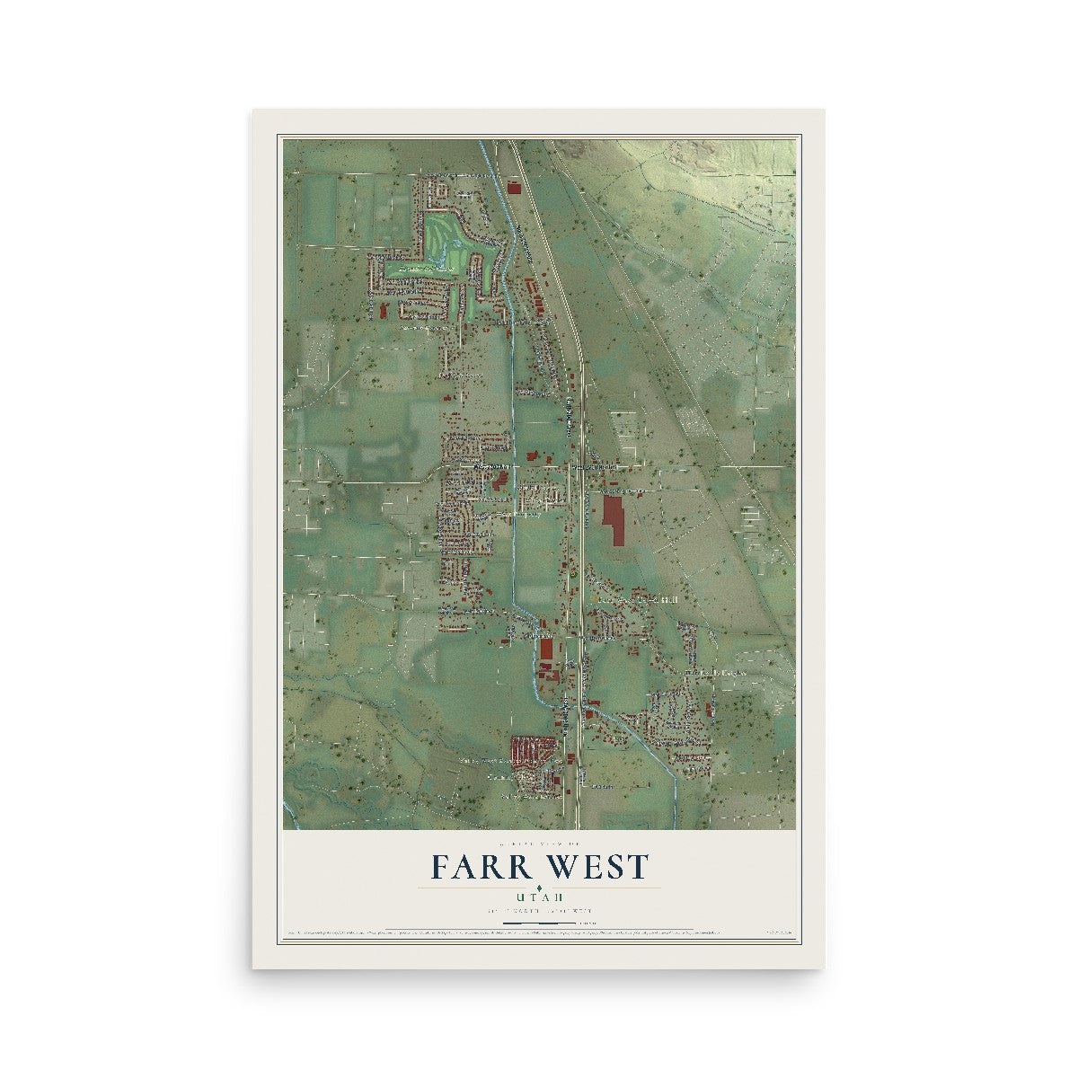 Map of Farr West, Utah, 12 x 18 inch unframed archival matte print
