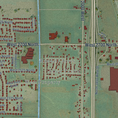 Close-up of the map of Farr West, Utah print showing street and building detail