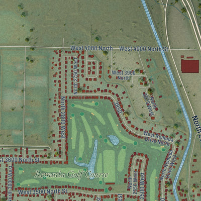 Second close-up of the map of Farr West, Utah print showing more streets and buildings