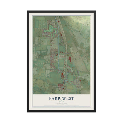 Map of Farr West, Utah, 12 x 18 inch print in a black wood frame