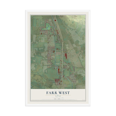 Map of Farr West, Utah, 12 x 18 inch print in a white wood frame