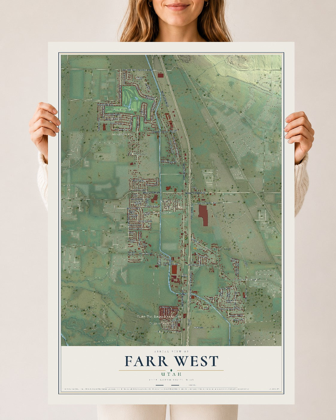 Map of Farr West, Utah, 24 x 36 inch unframed archival matte print