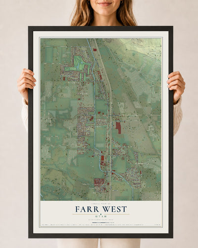 Map of Farr West, Utah, 24 x 36 inch print in a black wood frame
