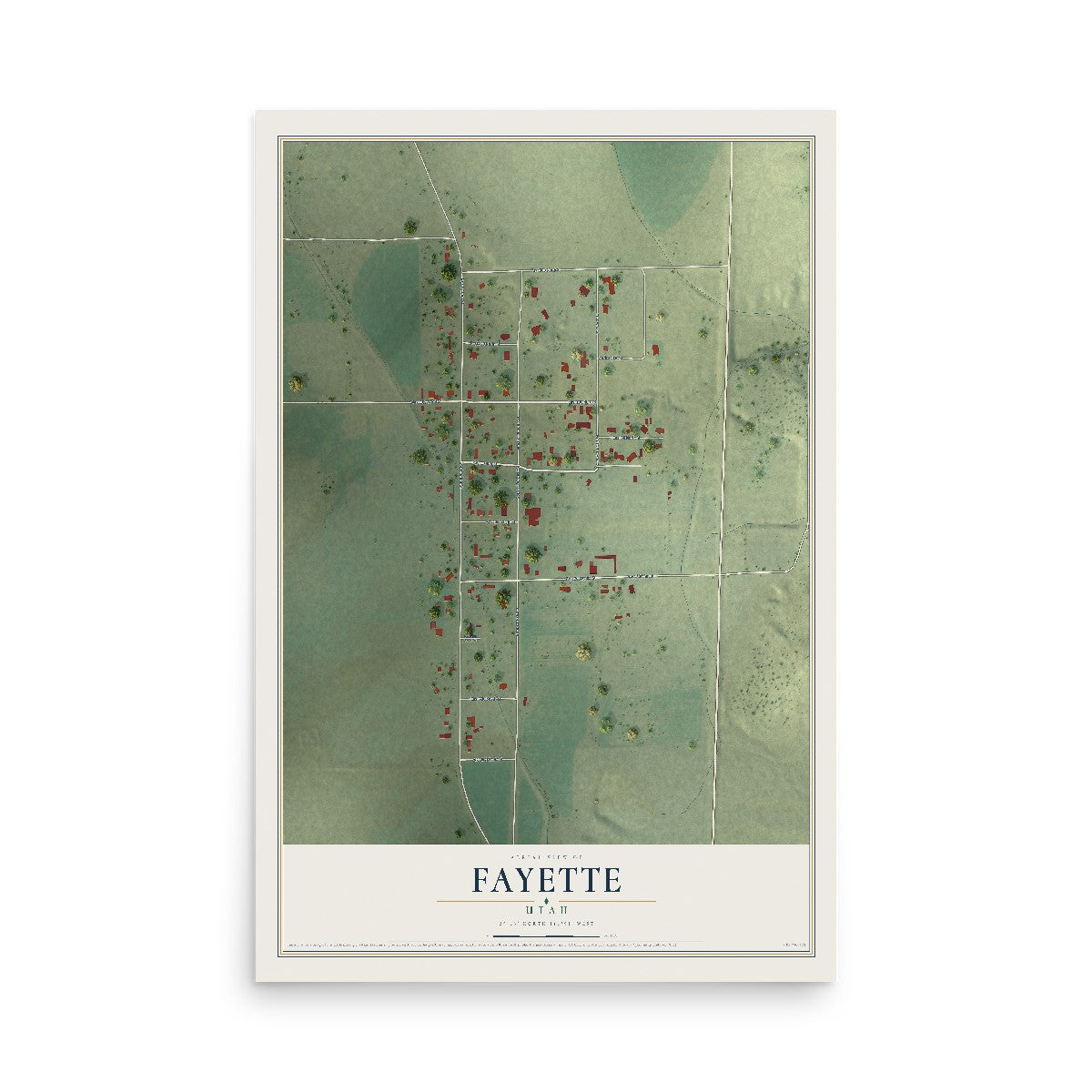 Map of Fayette, Utah, 12 x 18 inch unframed archival matte print