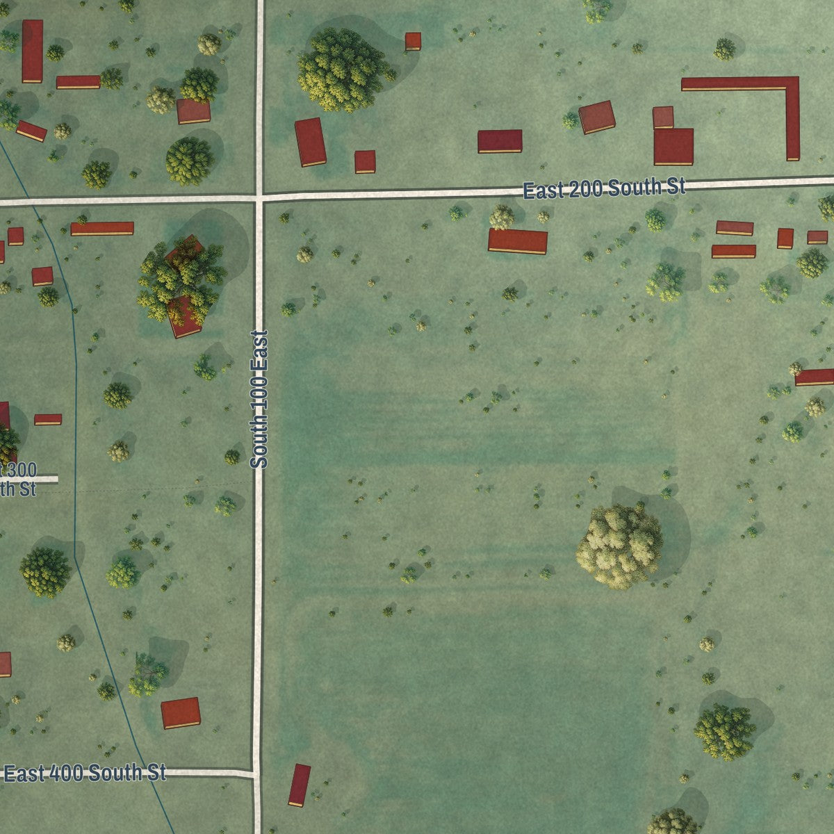 Second close-up of the map of Fayette, Utah print showing more streets and buildings