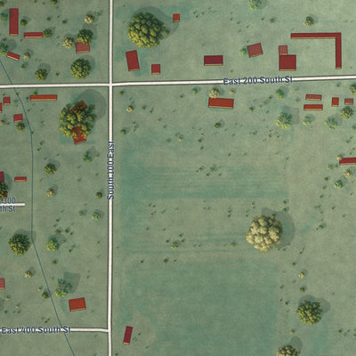 Second close-up of the map of Fayette, Utah print showing more streets and buildings
