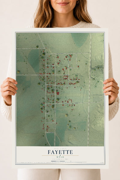 Map of Fayette, Utah, 18 x 24 inch unframed archival matte print