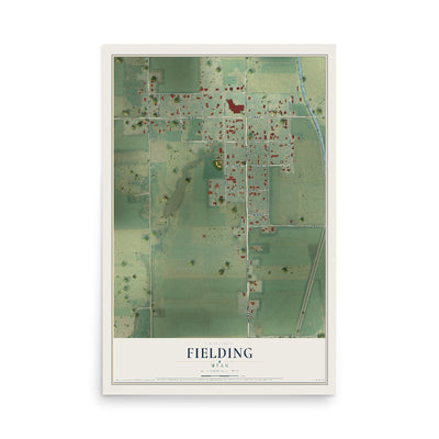 Map of Fielding, Utah, 12 x 18 inch unframed archival matte print