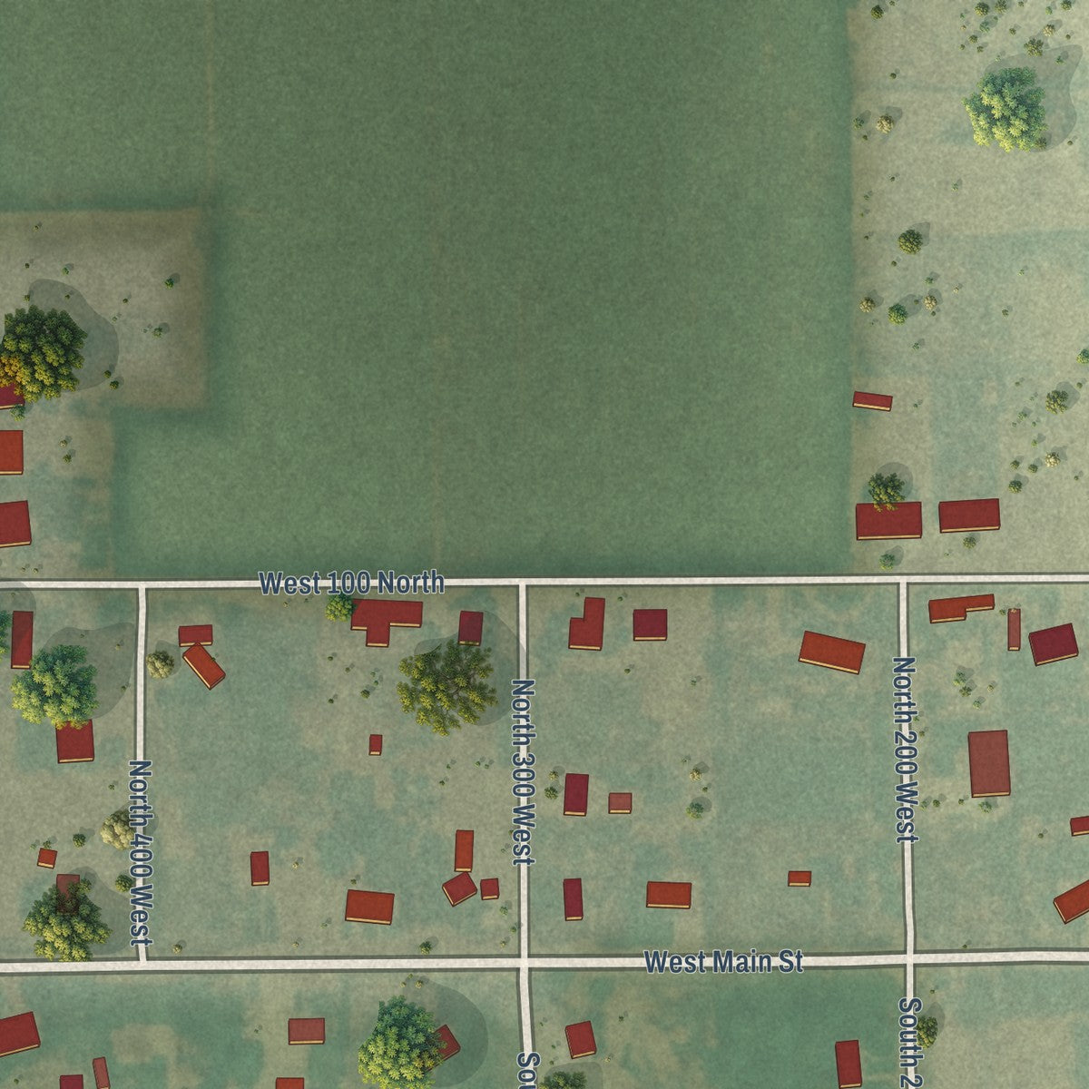 Second close-up of the map of Fielding, Utah print showing more streets and buildings