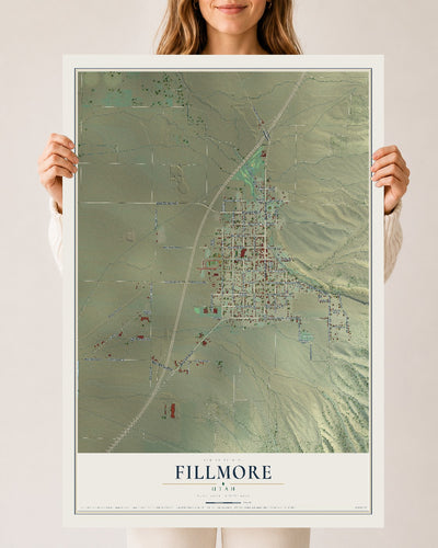 Map of Fillmore, Utah, 24 x 36 inch unframed archival matte print
