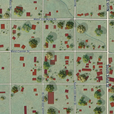 Close-up of the map of Fountain Green, Utah print showing street and building detail