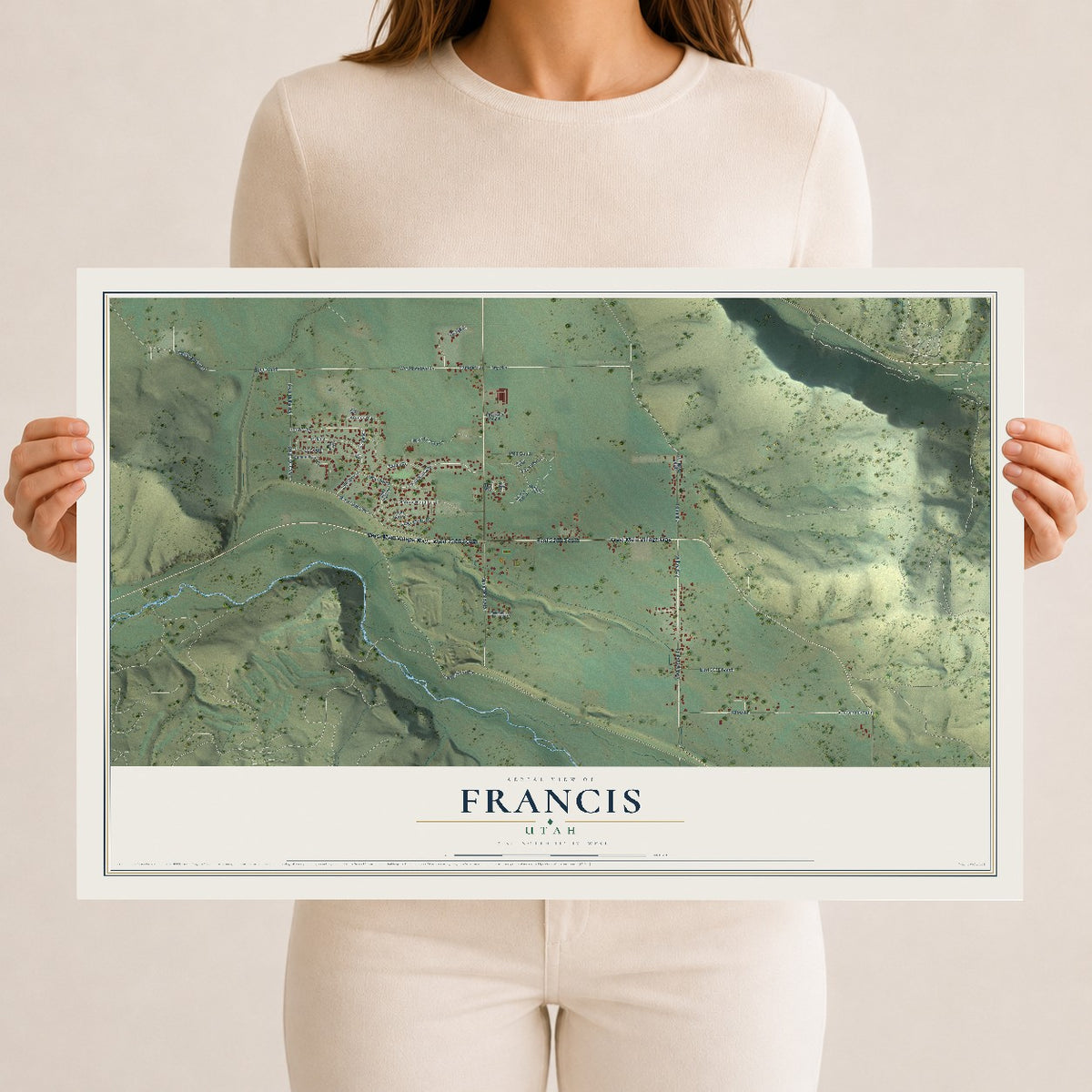 Map of Francis, Utah, 12 x 18 inch unframed archival matte print