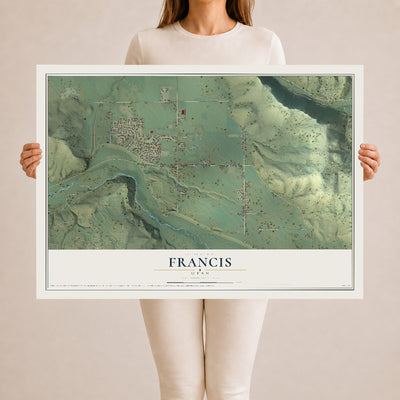 Map of Francis, Utah, 24 x 36 inch unframed archival matte print