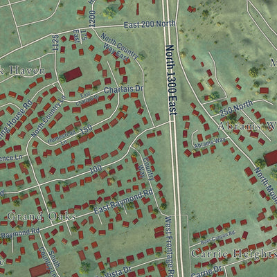 Second close-up of the map of Fruit Heights, Utah print showing more streets and buildings