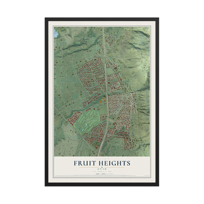 Map of Fruit Heights, Utah, 12 x 18 inch print in a black wood frame