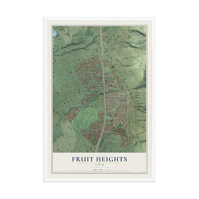 Map of Fruit Heights, Utah, 12 x 18 inch print in a white wood frame
