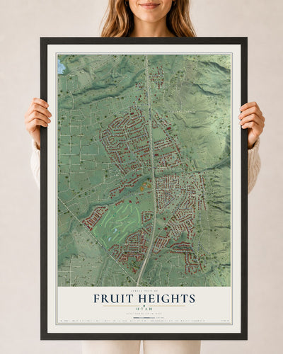 Map of Fruit Heights, Utah, 24 x 36 inch print in a black wood frame