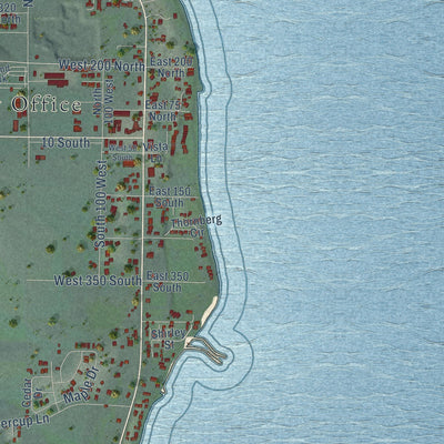 Close-up of the map of Garden City, Utah print showing street and building detail