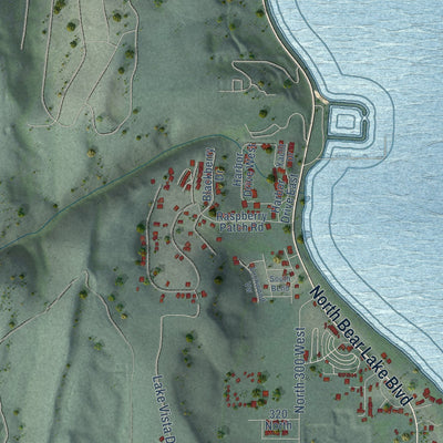 Second close-up of the map of Garden City, Utah print showing more streets and buildings