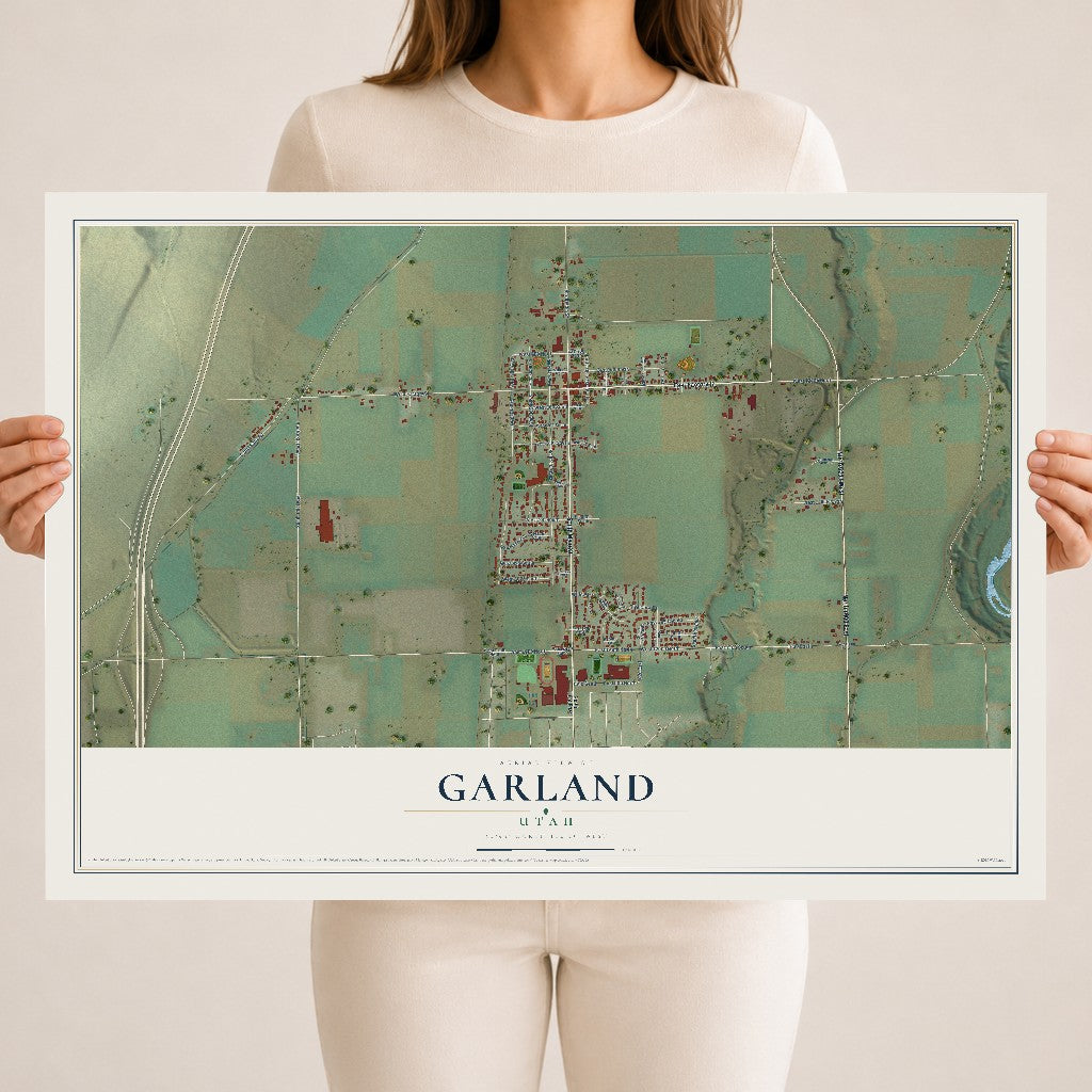 Map of Garland, Utah, 18 x 24 inch unframed archival matte print