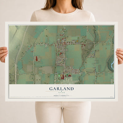 Map of Garland, Utah, 18 x 24 inch unframed archival matte print