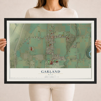 Map of Garland, Utah, 18 x 24 inch print in a black wood frame