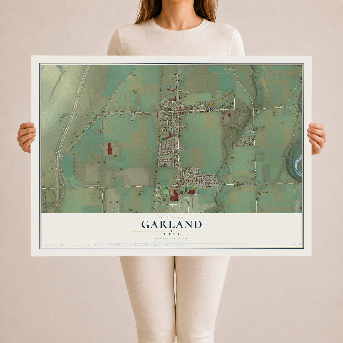 Map of Garland, Utah, 24 x 36 inch unframed archival matte print