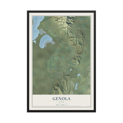 Map of Genola, Utah, 12 x 18 inch print in a black wood frame