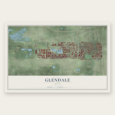 Glendale, Salt Lake City, Utah map print, the full design