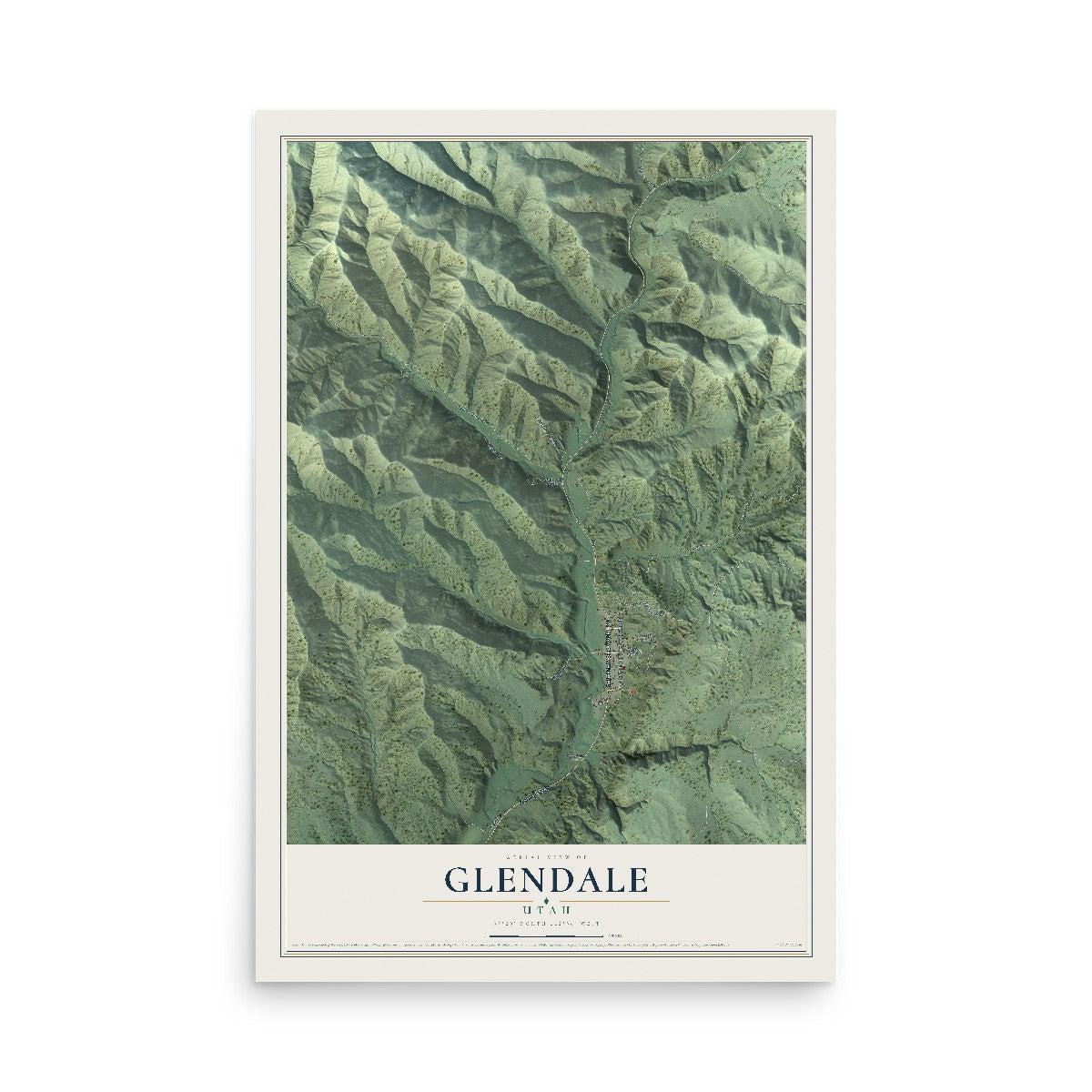 Map of Glendale, Utah, 12 x 18 inch unframed archival matte print