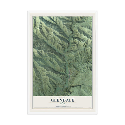 Map of Glendale, Utah, 12 x 18 inch print in a white wood frame