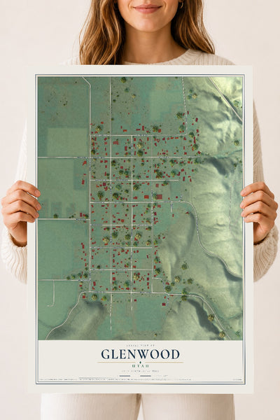 Map of Glenwood, Utah, 18 x 24 inch unframed archival matte print