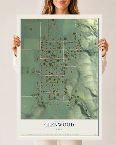 Map of Glenwood, Utah, 24 x 36 inch unframed archival matte print