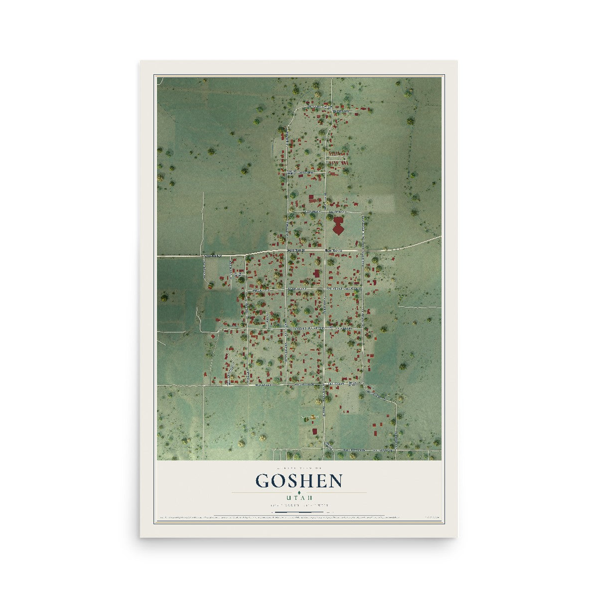 Map of Goshen, Utah, 12 x 18 inch unframed archival matte print