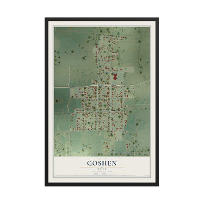 Map of Goshen, Utah, 12 x 18 inch print in a black wood frame