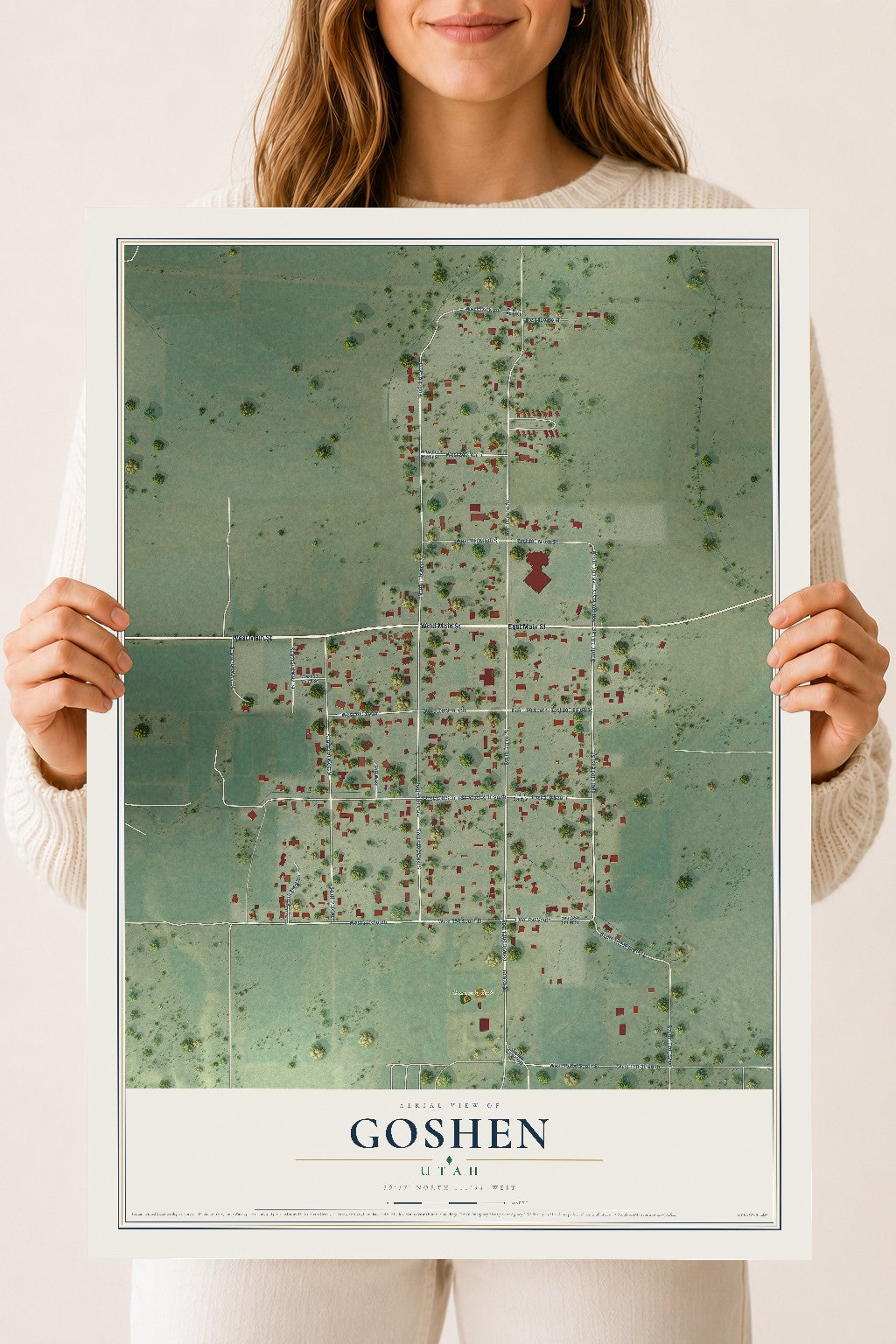 Map of Goshen, Utah, 18 x 24 inch unframed archival matte print